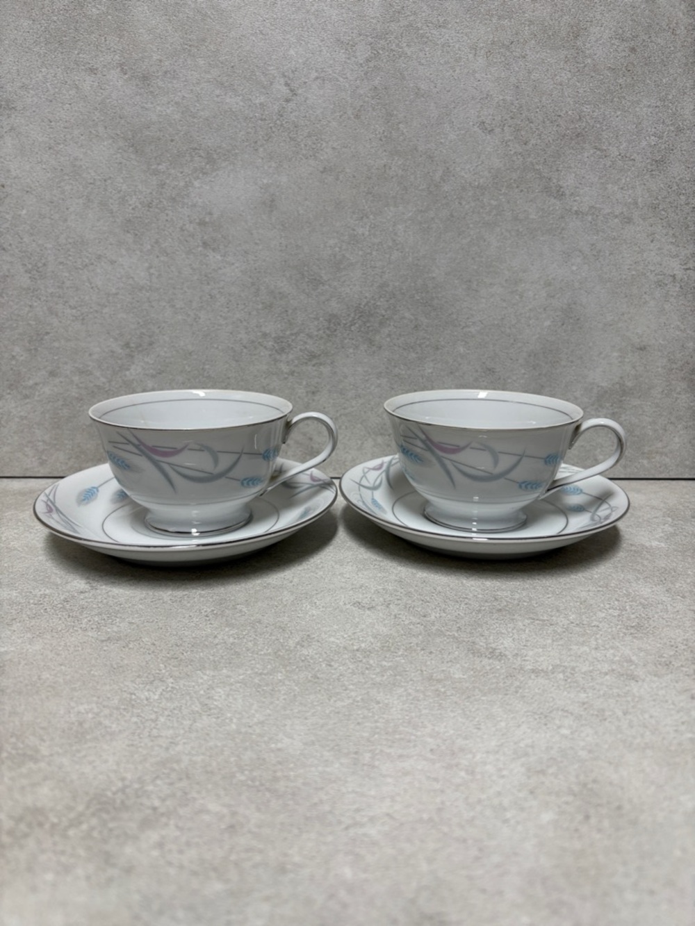 Set of 2 Vintage Valmont Royal Wheat China Tea Cup and Saucer